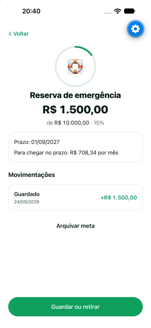 Meta de reserva de emergência