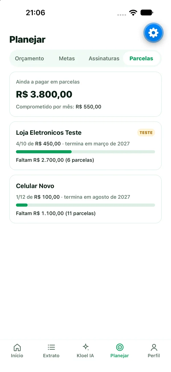 Controle de parcelas